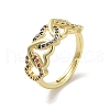 Real 18K Gold Plated Brass Micro Pave Cubic Zirconia Adjustable Rings RJEW-M170-04G-01-1