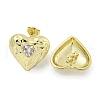 Heart Texture Brass Micro Pave Cubic Zirconia Stud Earrings for Women EJEW-E312-07G-2