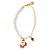 Christmas Theme Glass & Alloy Enamel Charm Bracelets BJEW-JB10907-3
