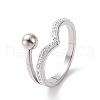 Crystal Rhinestone Wave with Round Ball Finger Ring RJEW-D120-11P-1