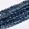 Faceted Teardrop Full Rainbow Plated Glass Bead Strands EGLA-J132-FR05-1