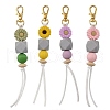Sunflower Silicone & Natural Wood Beads Pendant Decorations HJEW-JM03080-2