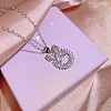 Bowknot Ring Alloy Pave Clear Cubic Zirconia Pendant Necklaces for Women FS-WG09EB0-02-1