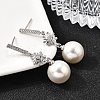 925 Sterling Silver Clear Cubic Zirconia Sun with Round Dangle Stud Earrings EJEW-L300-04P-3