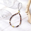 Synthetic Quartz Crystal & Wood Round Beaded Phone Hand Strap Chains HJEW-JM03364-02-1