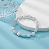 Natural Aquamarine Column & Round Stretch Bracelet for Women BJEW-JB09351-03-3