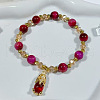 Dyed Natural Tiger Eye Beads Stretch Bracelets FS-WGE9EC2-06-1
