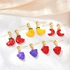 Fruit Theme Brass Enamel Dangle Stud Earrings EJEW-Z115-06G-1