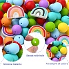 75Pcs Round/Rainbow Silicone Focal Beads SIL-YW0001-38-4