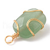 Natural Green Aventurine Rectangle Pendants PALLOY-JF02106-01-2