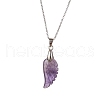 Natural Mixed Gemstone Wing Pendant Necklaces NJEW-JN04506-4