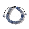 10mm Round Dyed & Heated Natural Blue Aventurine Braided Bead Bracelets BJEW-C067-01C-16-2