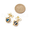 Natural Tiger Eye Bowknot Dangle Stud Earrings EJEW-MZ00348-03-3
