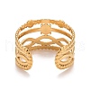 Ion Plating(IP) 304 Stainless Steel Snowflake Open Cuff Ring for Women RJEW-A005-22G-3