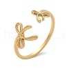 304 Stainless Steel Bowknot Cuff Rings RJEW-H246-01G-01-4