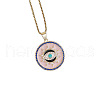 Brass Enamel Flat Round with Evil Eye Pendant Necklaces for Women FS-WG1D116-03-2