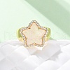 Star Natural Rose Quartz Cubic Zirconia Cuff Rings RJEW-M076-02G-05-5