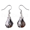 Natural Tiger Eye Palm Dangle Earrings EJEW-A092-09P-17-2