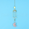 Rose Quartz Moon Sun Catcher Hanging Ornaments HJEW-PW0002-11C-1