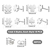 DICOSMETIC 40Pcs 4 Style Clover & Flower & Leaf 304 Stainless Steel Stud Earrings with 50Pcs Ear Nuts EJEW-DC0001-18-4