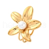 Flower 304 Stainless Steel Cuff Rings RJEW-D306-21G-2
