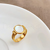 Retro Fashionable 304 Stainless Steel and Shell Finger Rings FS-WG8030D-02-3