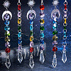 SUNNYCLUE 6Pcs 2 Style Electroplate Octagon Glass Beaded Pendant Decorations HJEW-SC0001-32-4