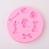 Hat and Bowknot Design DIY Food Grade Silicone Molds AJEW-L054-69-1
