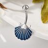 Alloy Enamel Shell Shaped Curved Barbell Belly Rings AJEW-R007-02P-2