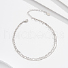 925 Sterling Silver Anklet AJEW-Z039-04P-2