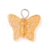 Spray Painted Glass Butterfly Pendants PALLOY-JF03847-01-3