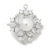 Rack Plating Brass Micro Pave Clear Cubic Zirconia Buttons KK-K293-10P-1