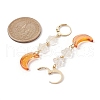 Moon & Star Glass Dangle Leverback Earrings with 304 Stainless Steel Pins EJEW-JE05605-04-3