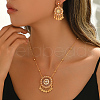 Luxury Court Style Brass Hollow Round Tassel Earrings & Necklaces Sets for Women JB0606-3