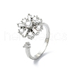 Flower Rotatable Open Cuff Rings for Women RJEW-G333-01F-4
