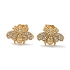 Brass Micro Pave Clear Cubic Zirconia Stud Earrings EJEW-D305-20G-02-3