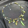 Leaf Pointed Alloy & Glass Pendant Necklaces FS-WGD0F8B-01-2