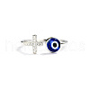 Brass Micro Pave Cubic Zirconia Open Cuff Rings for Women RJEW-R005-08P-4