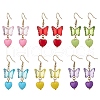 Butterfly with Heart Acrylic Dangle Earrings EJEW-JE06377-2