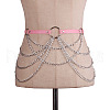 Imitation Leather Alloy Curb Chain Tassel Waist Chains FS-WGF81BE-03-1