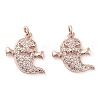 Halloween Rack Plating Brass Micro Pave Clear Cubic Zirconia Pendants KK-M280-04RG-1