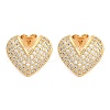 Brass Pave Clear Cubic Zirconia Stud Earrings EJEW-U005-09G-1