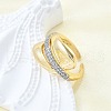 Brass Micro Pave Clear Cubic Zirconia Cuff Rings for Women RJEW-G347-04G-1