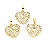 Heart Brass Micro Pave Cubic Zirconia Pendants KK-M325-16A-G-1