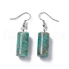 Natural Amazonite Cylindrical Dangle Earrings EJEW-D188-01P-09-2