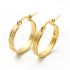 201 Stainless Steel Grooved Spiral Hoop Earrings with 304 Stainless Steel Pins for Women EJEW-M214-09B-G-2