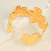 Floral 304 Stainless Steel Cuff Bangles for Women DV7569-2-2