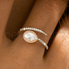 Rhodium Plated 925 Sterling Silver Micro Pave Clear Cubic Zirconia Cuff Rings for Women FS-WG8C770-01-4