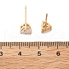 Heart Brass Pave Cubic Zirconia Stud Earrings for Women EJEW-G428-29B-02-5