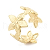 Flower Brass Cuff Rings for Women RJEW-B119-14G-02-5